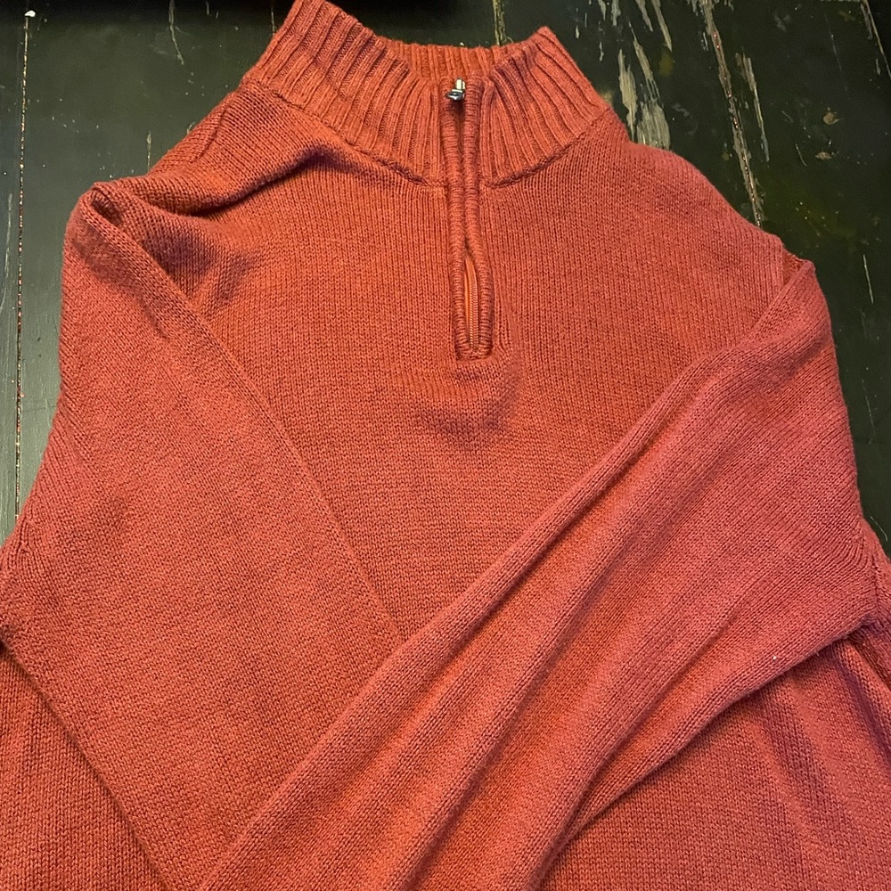 Mens pullover sweater with half zipper